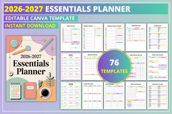 Editable 2026-2027 Essentials Planner: Your Customizable Life Organizer for Two Full Years