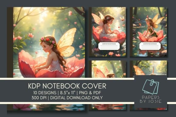 Fairy in the Pond KDP Notebook Cover Pack