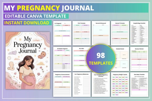 My Pregnancy Journal Canva Template for Keepsake Design